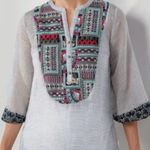Soft Surroundings Embroidered Small Striped Tunic Top Western Aztec Boho Artsy Photo 0