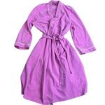 Vanity Fair Vintage Robe Pink White Trim Pockets Tie Belt Womens Size Large Photo 0