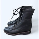 Tony Lama NEW Women's Black Leather Roper Lace Up Kiltie Boots 5.5 B Photo 0