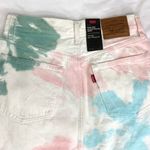 Levi's New  Pastel Tie Dye Denim Raw Hem Jean Skirt White Multicolor Photo 7