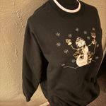 Morning Sun snowman crewneck sweatshirt woman’s size XL Black Photo 1