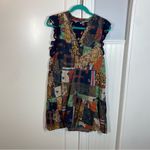 Anthropologie Pilcro Henley Patchwork Tiered Cotton Boho Mini Dress size xs Tan Photo 2