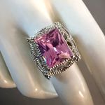 Filigree Pink CZ Sterling Silver Statement Ring Photo 1