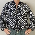 Carolina Herrera 2020 logo print reversible zip up bomber jacket Sz Large Photo 5