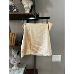Mother Of All Berri Stretch Silk Mini Skirt Beige Womens Size Medium Gold Photo 3