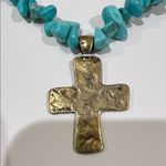 Atterri | Turquoise Cross Choker Necklace ~ 14β + 3β Blue Photo 2