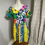 Jams World 90s  Floral Tropical Flowy Printed Mini Dress Tiered Vintage S‎ Photo 4