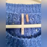 Free People  knitted blue holes soft sweater pullover size small Photo 2