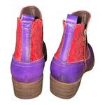 Gracosy Women 8.5 39 Leather Block Heel Ankle Boots Handmade Multicolor w/Zipper Purple Photo 2