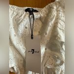 7 For All Mankind  White Floral Ruffle Eyelet Crop Top Summer M Bride Photo 1