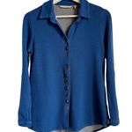 Soft Surroundings  Sydney Shirt Button Up Roll Tab Long Sleeve Blue XS Cotton Photo 1