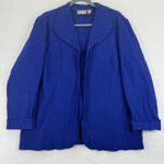 Chico's ‎ Wool Blend Open Front Jacket Size 3 US XL Cobalt Blue Coat Knit Photo 0