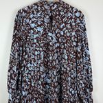 Eloquii A-Line Puff Sleeve Dress Women 20 Brown Blue Brush Stroke Keyhole Artsy Photo 2