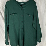 Source Unknown Oversized  Dark Green Button Down Waffle button  Knit Long Sleeve Photo 0