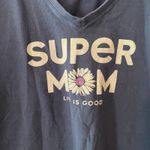 Life is Good Blue Crusher Tee V-neck Super Mom Cotton Casual Women's size Large Photo 3