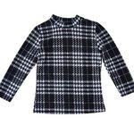 Houndstooth Mock Turtleneck Knit Jumper Top 3/4 Sleeves Black White Size XS Photo 0