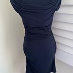 Susana Monaco  Navy Ruched Boat Neck Midi Dress Medium Photo 2