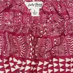 Lucky Brand Aztec Blouse Womens Size Large Maroon Scoop Neck Boho Cottagecore Photo 2