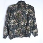 Vintage EVR Jacket Women Size Small Green Brown 100% Silk Full Zip Oversized Photo 3