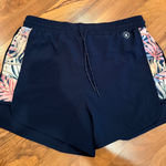 Hurley ‎ Women's Running Shorts Navy Blue Tropical Print Side Panels Medium swim Photo 0