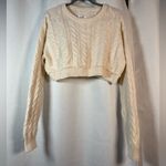 RE/DONE  Ivory White Cable Knit Cropped Sweater Size Small Photo 1