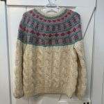 Fron Enterprises Hand Knit Sweater Large 100% Virgin Wool Canada Crew Cable Pink Photo 5