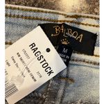 Balboa NEW Ragstock‎ Blue Colorblack Floral Mini Jean Skirt Raw Hem Size Medium Photo 2