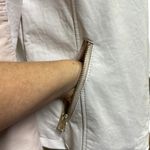 Guess Pink White Faux Leather Moto Jacket Gold Exposed Zipper Womens Small Photo 13