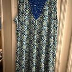 kim rogers Curvy Blue and White Patterned Dress Photo 0