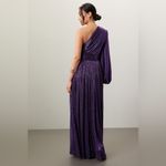Bronx and Banco  Florence Pleated One Shoulder Slit Gown‎ Maxi Dress Purple M Photo 2