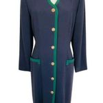 Kasper Vintage  for A.S.L. Classic Coat Dress Navy Forest Green 8 Petite Photo 0