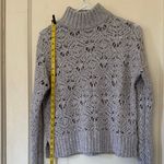 American Eagle  Outfitters Light Gray Lace Knit Turtleneck Sweater Photo 2