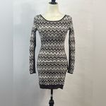 Free People BodyCon Chevron Knit Sweater Dress Cozy Cabin Metallic Low Back Photo 6