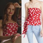 Club Monaco Rourke Top Sleeveless Red White Multi Polka Dot XS 0 Pinup Mod Femme Photo 2