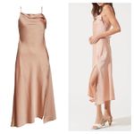 ASTR NWT The Label Pink Cowl Neck Satin Slip Midi Dress Size Medium Cocktail Photo 2