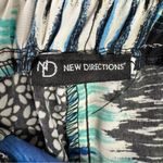 Turquoise Blue Patchwork Print Wide Leg Ankle Length Palazzo Pants Lightweight Size L Photo 3