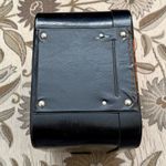 Vintage Hat Box Train Case Suitcase Luggage Carry On Black Floral w/Key Photo 4