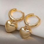 18K Gold Plated Love Heart Dangle Drop Earrings for Women Photo 0