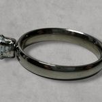 Amazon Silver Stainless Steel Ring with Blue Cubic Zirconia Stone Photo 1