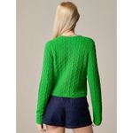 J.Crew Odette Cable Knit Sweater Lady Jacket Cotton Blend Boucle Green S NWT Photo 3