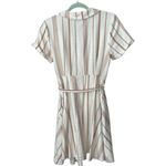 Modcloth Sweet Surprise Faux Wrap Cream and Tan Striped Mini Dress Size 12 Photo 4