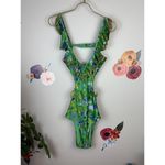 Aerie Green Floral Ruffled One-Piece Swimsuit - Size - Small Long Photo 8
