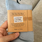 Bijorca crochet lace trim knee boot socks baby blue with ivory lace Photo 2