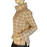 J.Crew  TAN & WHITE SQUARE PATTERN COWL NECK PULL OVER SWEATER (S) Photo 3