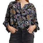 Ba&sh  Vlaska Lady Shirt Blouse Size 2 US 8 Black Multi-color Paisley Bash Photo 0