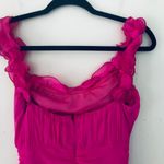 Selfie Leslie New Hot Pink Ruched Off Shoulder Ruffle Midi Dress Women Size L Photo 6