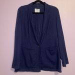 Old Navy  Linen Blazer Women Size M Navy Blue Jacket Office Career Neutral Photo 0