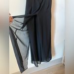 XScape  Women’s Black Strapless Wide Leg Sheer Overlay Cocktail Jumpsuit Size 2P Photo 4