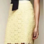 Anthropologie Elevenses Yellow Lace Pencil Skirt size 0 EUC Photo 0