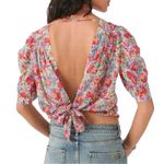 Ba&sh Amael Multicolor Floral Print Puff Sleeve Round Neck Blouse Size Medium Photo 1